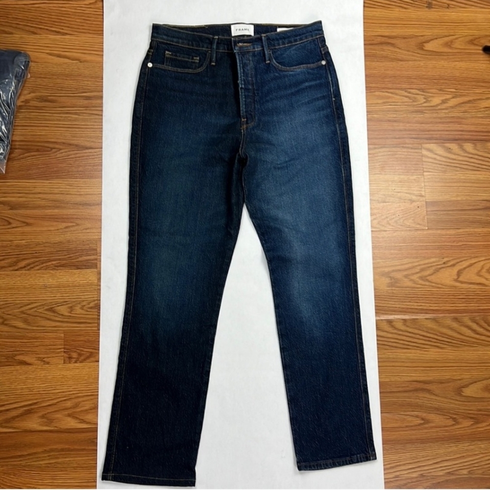 Frame Le Sylvie Slender Straight High Rise Blue Jeans Size 30 - Picture 11 of 12
